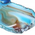 Freesize Flat Slab Blue Agate Gemstone Pendant Bead 2HOLE 2PC