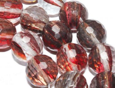 12mm Red Gold Sand Quartz Faceted Round Gemstone Loose Beads