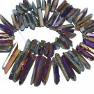 Gradural Plated Purple Crystal Sticks Points Top Drilled Gemstone Beads 15inch