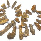 Semi-curved moon Geode Agate Plated Gold Freeform Gemstone Jewelry Beads