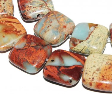 14mm Natural Square Serpentine Stone Loose Bead 12pc