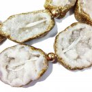 28-38mm geode White Agate Slice Slab Plated Glod Pendant Gemstone Jewelry Bead