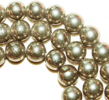 4mm Pyrite Round Gemstome Loose Beads16"