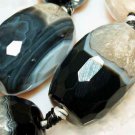 25mm Agate Black White Duzy Gemstne Jewelry Beads 6pc