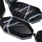 43mm Faceted Agate Black white stripe Gemstone Jewelry Beads 5pc