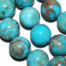 14mm Serpentine Stone Blue Round Gemstone Jewelry Bead 12pc