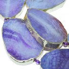 40-45mm Freesize Plated 24k Gold Slab Fire Purple Agate Gems Pendant Bead 1pc