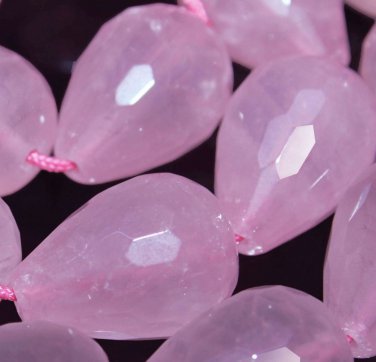 14mm Rose Quartz Drop Faceted Gemstone Loose Beads