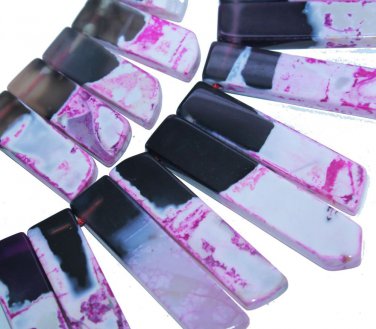 Gradural Pink Agate freeform Teeth Spike Top Drilled gem bead