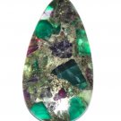 60mm drop natural fluorite & pyrite gemstone pendant bead
