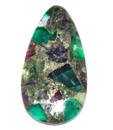 60mm drop natural fluorite & pyrite gemstone pendant bead
