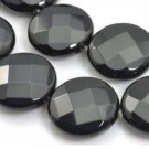 20mm Black Onyx faceted coin Gemstone loose beads 8pc