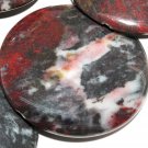 30mm Dragon Blood Jasper Coin Gemstone Jewelry Bead