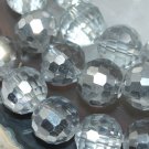 8mm Quartz Crystal Faceted Clear Plated Silver Round Gemstone Loose Beads
