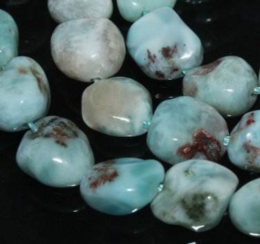 4-8mm NATURAL LARIMAR NUGGET GEMSTONE BEADS 15"