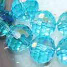 14mm Quartz Crystal Faceted Plated Blue Round Gemstone Loose Beads