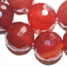 14mm Faceted Red Agate Round Gemstone Loose Beads