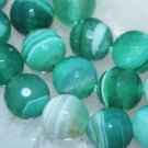 8mm agate faceted green stripe gemstone loose beads