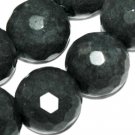 8mm Black Jade Faceted Round Gemstone Jewelry Beads 15"