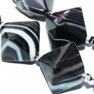 25mm Black White Stripe Agate Gemstone Loose Beads 8pc