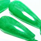 22mm faceted drop green jade loose gemstone beads 8pc