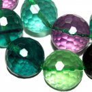 14mm Faceted Round Fluorite Rainbow Gemstone Jewelry Beads 14pc