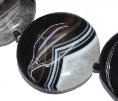 34mm Druzy Coin Agate Black white stripe GemstoneLoose Beads 5pc