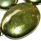 40mm Pyrite Gemstone Oval Loose Beads