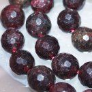 10mm Round Faceted Garnet Gemstone Loose Beads 15"