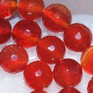 8mm Faceted Red Agate Round Gemstone Loose Beads 15"