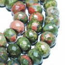 8mm Roundel Natural Faceted  Unakite Epidote Abacus Loose Gemstone Beads
