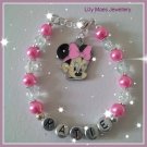 Minnie Mouse Girls inspired Personalised Pink Bracelet Birthday Gift Add Name