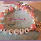 Girls pink best friend personalised named bracelet gift charm birthday kids