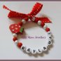 girls toddler teen strawberry charm red and white personalised named bracelet