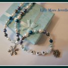 Frozen inspired necklace bracelet set ladies girls any name gift charm snowflake