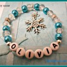 girls toddler teen frozen inspired bracelet personalised any name snowflake gift