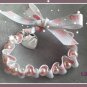Personalised Girls Pink Footprint Ribbon and Bead Bracelet Any Charm Christening