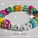 Personalised Named Wooden Flower Bead Bracelet Birthday Gift Present Charm