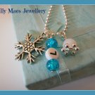 Personalised initial girls frozen inspired necklace stocking filler gift charm