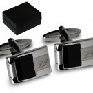 Personalised named mens onyx cufflinks Birthday Wedding Groom Father's Day Gift