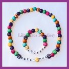 Personalised named wooden flower beaded necklace bracelet set girls ladies gift