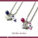 Best Friend necklaced personalised initial pink blue birthday gift charm