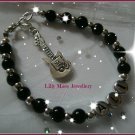 Boys girls rock guitar chic black personalised named bracelet birthday gift