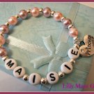 Girls personalised princess pink purple bracelet any name gift charm