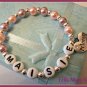 Girls personalised princess pink purple bracelet any name gift charm
