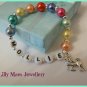 Personalised named girls teen colourful unicorn charm bracelet birthday gift