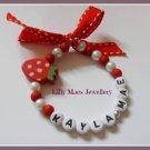Girls personalised strawberry charm name girls gift name birthday xmas