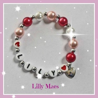 Personalised Name Love Heart Bracelet Girls Ladies Gift Charm Birthday