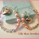 Girls sisters twin best friends bracelet set personalised any name gift charm
