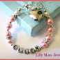 Heart charm girls pink personalised bracelet any name gift any charm birthday